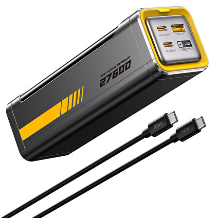Aohi Starship 27.600 mAh 240W PD3.1 Powerbank, Akıllı Dijital Göstergeli 2si1 Arada  Taşınabilir Hızlı Şarj Cihazı, Şarj İstasyonu, Siyah
