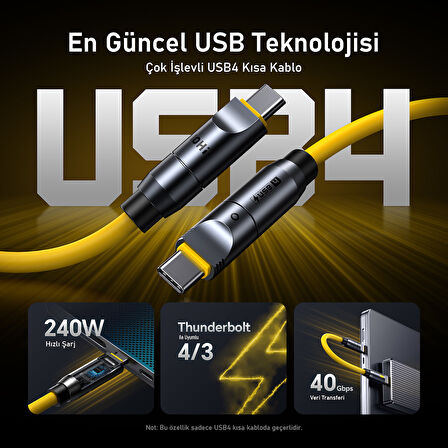 Aohi The Future Creative Power 8-in-1 240W PD 3.1 Süper Hızlı Şarj/Data Kablo Seti, Type-C to Type-C, 2,6m Modüler Uzayabilen, 40Gbp