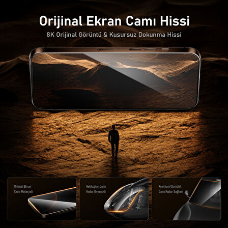 Aohi The Future Iphone 16 Pro Ekran Koruyucu, Tam Kaplayan Kırılmaz Temperli Camlı Koruma