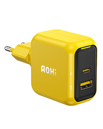 Aohi Magcube 2 Portlu Şarj Adaptörü, GaN+ 67W Hızlı Şarj Cihazı, Sarı