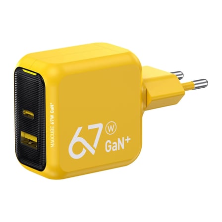 Aohi Magcube 2 Portlu Şarj Adaptörü, GaN+ 67W Hızlı Şarj Cihazı, Sarı