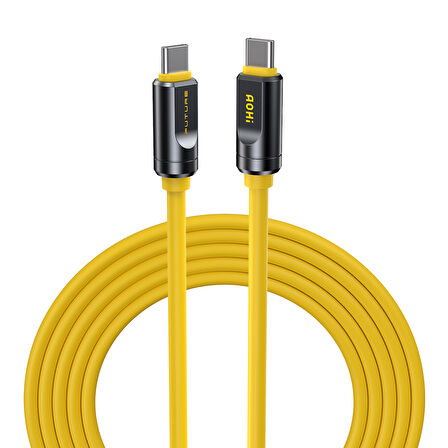Aohi The Future Adonis USB-C to USB-C 1m PD 3.1 120Gbps 240W 8K Süper Hızlı Şarj/Data Kablosu, Sarı