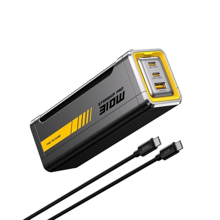 Aohi Starship 20.000 mAh 310W PD3.1 Powerbank, Akıllı Dijital Göstergeli 2si1 Arada Taşınabilir Hızlı Şarj Cihazı, Şarj İstasyonu, Siyah