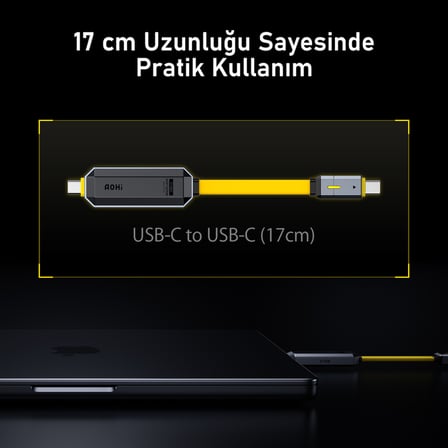 Aohi The Future Magflash 256GB USB-C Mikro SSD Flash Bellek ve Şarj Kablosu, 1000MB/s Veri Aktarım - 240W PD 3.1 Hızlı Şarj