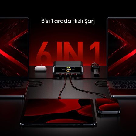 Aohi Magcube Masaüstü USB Şarj İstasyonu, GaN+ 280W Hızlı Şarj Cihazı, Siyah