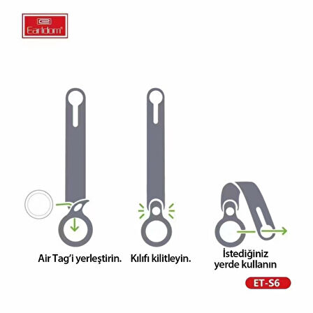 Earldom S6 Kopçalı Silikon Airtag Kılıfı - Yeşil