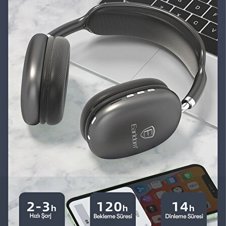 Earldom BH102 Kafaüstü Bluetooth Kulaklık - Siyah