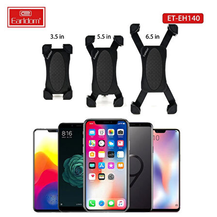 Earldom EH140 Motosiklet İçin Ayarlanabilir Telefon Tutucu - Siyah