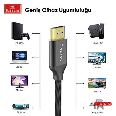 Earldom W26 4K HDMI Kablo 2M - Siyah
