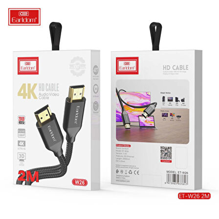 Earldom W26 4K HDMI Kablo 2M - Siyah