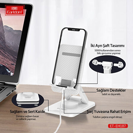 Earldom EH187 Ayarlanabilir Telefon Tutucu - Beyaz