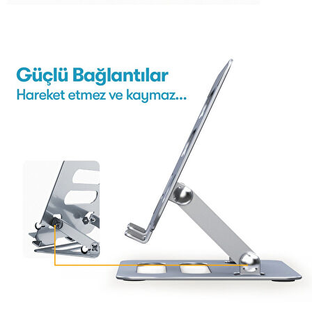 Earldom EH204 Ayarlanabilir Metal Laptop ve Tablet Standı - Gümüş