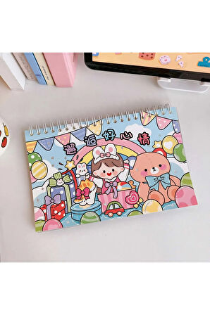 Cute Rabbit and Bear Temalı Sticker Defteri (GGK-DQA003)