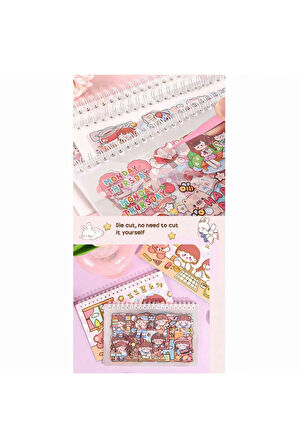 Cute Rabbit and Bear Temalı Sticker Defteri (GGK-DQA003)