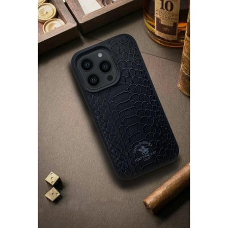 Santa Barbara Polo Racquet Club iPhone 13 Pro Kılıf Pu Deri Timsah Tasarım Business Knight Kapak