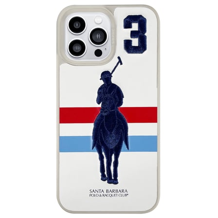 Santa Barbara Polo Racquet Club iPhone 13 Pro Kılıf PU Deri Üzeri Dikişli Garner Desenli Kapak