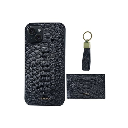 Santa Barbara Polo Racquet Club iPhone 13 Pro Kılıf+Anahtarlık+Kartvizit/Cüzdan PU Deri Snake Dizayn Jerome Set