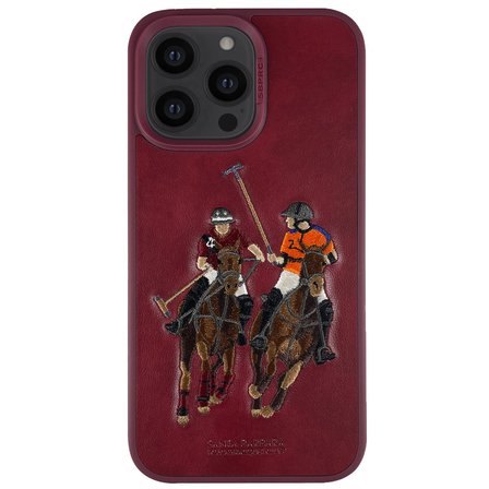 Santa Barbara Polo Racquet Club iPhone 14 Pro Kılıf Jockey 3Boyutlu PU Deri İçi Süet Kapak
