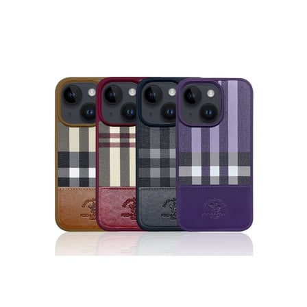Santa Barbara Polo Racquet Club iPhone 14 Kılıf Kumaş + Pu Deri M-Safe Şarja Uygun Kare Dizayn Cyril Kapak