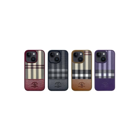 Santa Barbara Polo Racquet Club iPhone 14 Kılıf Kumaş + Pu Deri M-Safe Şarja Uygun Kare Dizayn Cyril Kapak