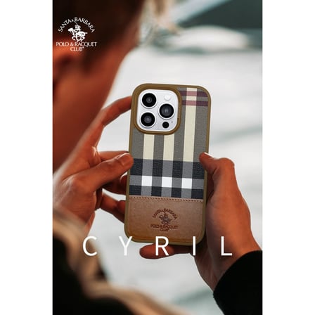 Santa Barbara Polo Racquet Club iPhone 14 Pro Kılıf Kumaş + Pu Deri M-Safe Şarja Uygun Kare Dizayn Cyril Kapak