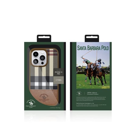 Santa Barbara Polo Racquet Club iPhone 14 Pro Kılıf Kumaş + Pu Deri M-Safe Şarja Uygun Kare Dizayn Cyril Kapak