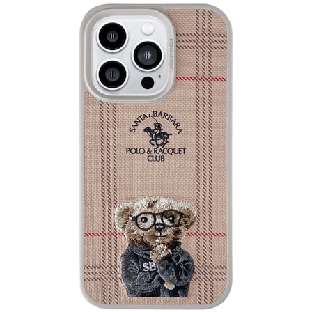 Santa Barbara Polo Racquet Club iPhone 14 Pro Kılıf 3Boyutlu Dustin Kumaş Üzeri Desenli Dikişli Kapak