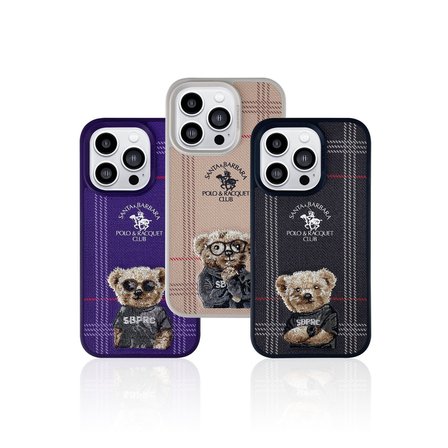 Santa Barbara Polo Racquet Club iPhone 14 Pro Kılıf 3Boyutlu Dustin Kumaş Üzeri Desenli Dikişli Kapak