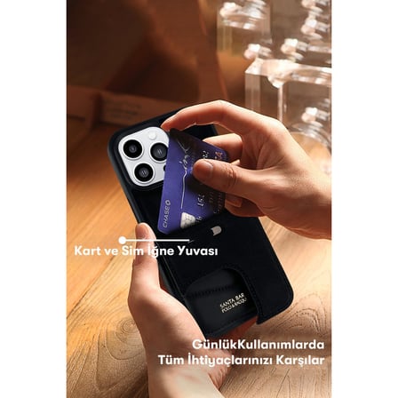 Santa Barbara Polo Racquet Club iPhone 14 Pro Kılıf PU Deri Standlı Kartvizitli Clyde Kapak