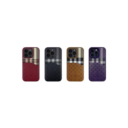 Santa Barbara Polo Racquet Club iPhone 14 Pro Kılıf Plaid Kumaş + Pu Deri Kartvizit/Cüzdanlı Kare Dizayn Kapak