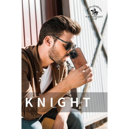 Santa Barbara Polo Racquet Club iPhone 15 Pro Kılıf Pu Deri Timsah Tasarım Business Knight Kapak