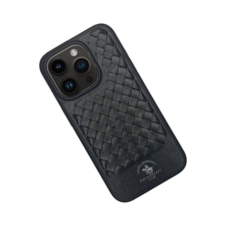Santa Barbara Polo Racquet Club iPhone 15 Pro Kılıf PU Deri Business Kare Desen Ravel Kapak
