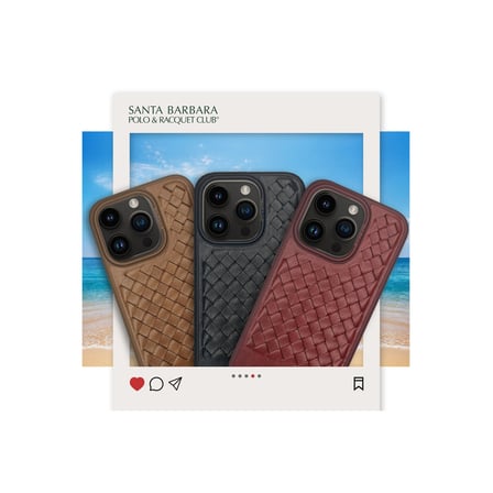Santa Barbara Polo Racquet Club iPhone 15 Pro Kılıf PU Deri Business Kare Desen Ravel Kapak