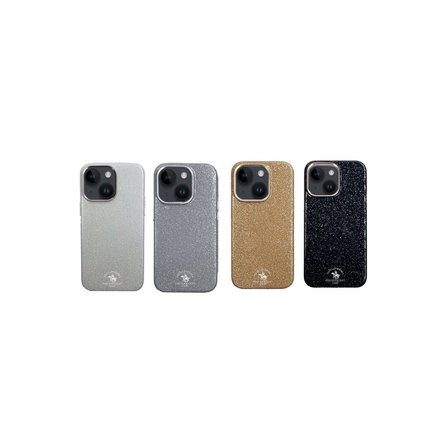 Santa Barbara Polo Racquet Club iPhone 15 Kılıf Mekanik Tuşlu Simli Işıltılı Diaomand Seri Aurora Kapak