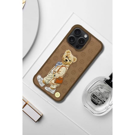 ZuckBear iPhone 15 Pro Max Kılıf 3D PU Deri Nakışlı Gentleman Paris Kapak
