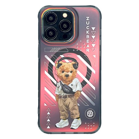 ZuckBear iPhone 15 Pro Kılıf Hologramlı Mekanik Tuşlu M-Safe Şarja Uygun New York Never Sleeps Kapak