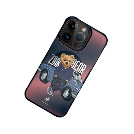 ZuckBear iPhone 15 Pro Kılıf Hologramlı Mekanik Tuşlu M-Safe Şarja Uygun California Cool Kapak