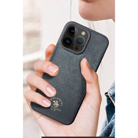 Santa Barbara Polo Racquet Club iPhone 15 Pro Kılıf M-Safe Şarja Uygun İçi Süet PU Deri Myron Kapak