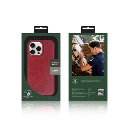 Santa Barbara Polo Racquet Club iPhone 15 Pro Max Kılıf Hakiki Deri M-Safe Şarja Uygun Elton Genuine Sert Kapak