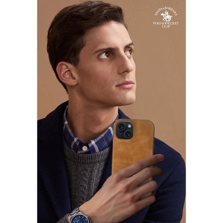 Santa Barbara Polo Racquet Club iPhone 15 Pro Max Kılıf Hakiki Deri M-Safe Şarja Uygun Elton Genuine Sert Kapak