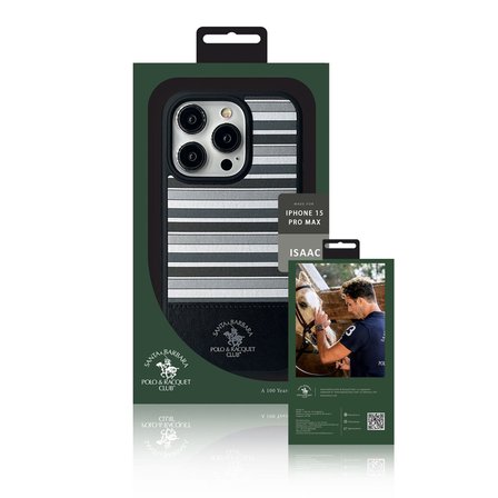 Santa Barbara Polo Racquet Club iPhone 15 Pro Kılıf Isaac Süet Pu Deri Çift Desenli Kapak