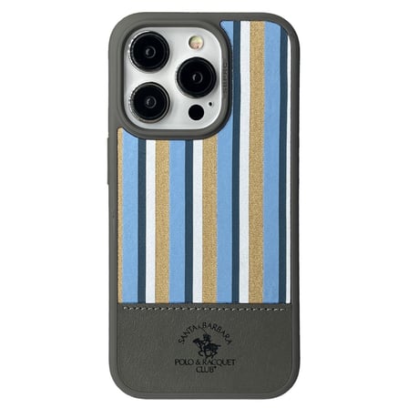 Santa Barbara Polo Racquet Club iPhone 15 Pro Kılıf Isaac Süet Pu Deri Çift Desenli Kapak