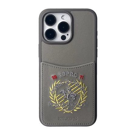 Santa Barbara Polo Racquet Club iPhone 15 Pro Max Kılıf Abner İçi Süet Nakış Desenli Kartvizitli Kapak