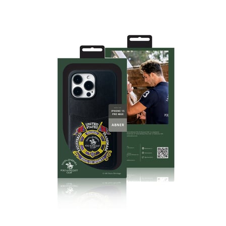 Santa Barbara Polo Racquet Club iPhone 15 Pro Max Kılıf Abner İçi Süet Nakış Desenli Kartvizitli Kapak