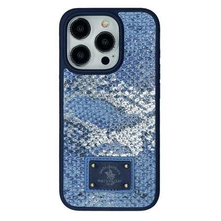 Santa Barbara Polo Racquet Club iPhone 15 Pro Max Kılıf Snake PU Deri Dizaynlı Mekanik Tuşlu M-Safe Şarja Uygun Sagar Kapak