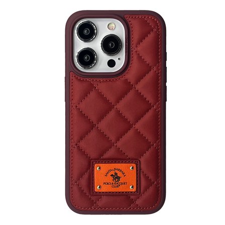 Santa Barbara Polo Racquet Club iPhone 15 Pro Kılıf Ogden Baklava Desenli Dikişli PU Deri Kapak