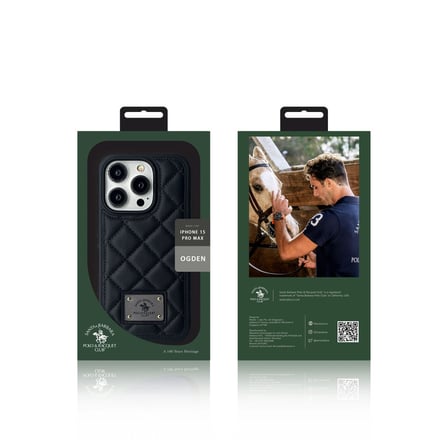 Santa Barbara Polo Racquet Club iPhone 15 Pro Kılıf Ogden Baklava Desenli Dikişli PU Deri Kapak