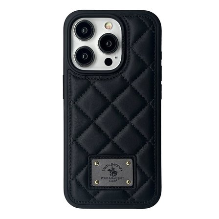 Santa Barbara Polo Racquet Club iPhone 15 Pro Max Kılıf Ogden Baklava Desenli Dikişli PU Deri Kapak
