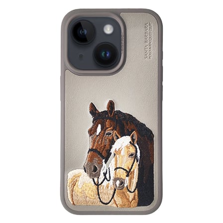 Santa Barbara Polo Racquet Club iPhone 15 Kılıf PU Deri Nakışlı 3Boyutlu Isidore Airbagli Kapak
