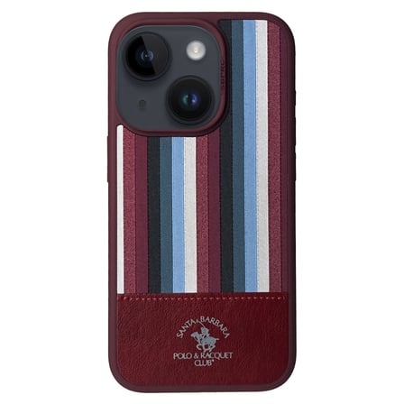 Santa Barbara Polo Racquet Club iPhone 15 Kılıf Isaac Süet Pu Deri Çift Desenli Kapak